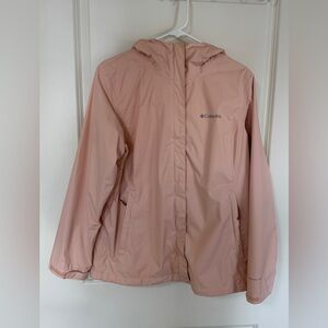 Columbia Omni-Tech Women’s Waterproof Hooded Rain Jacket L – Blush Pink